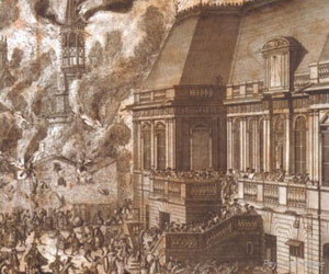 Gravure de l'incendie du XVIIIe siècle